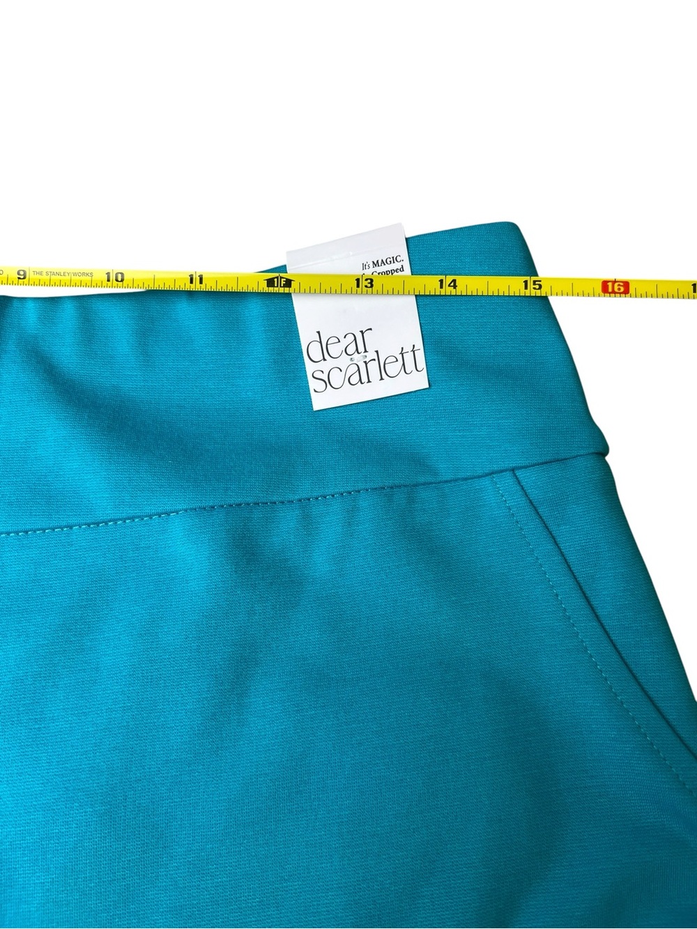 Dear Scarlett NWT Women’s XL Wide Leg Pull On Cropped Teal Pants - Picture 6 of 8